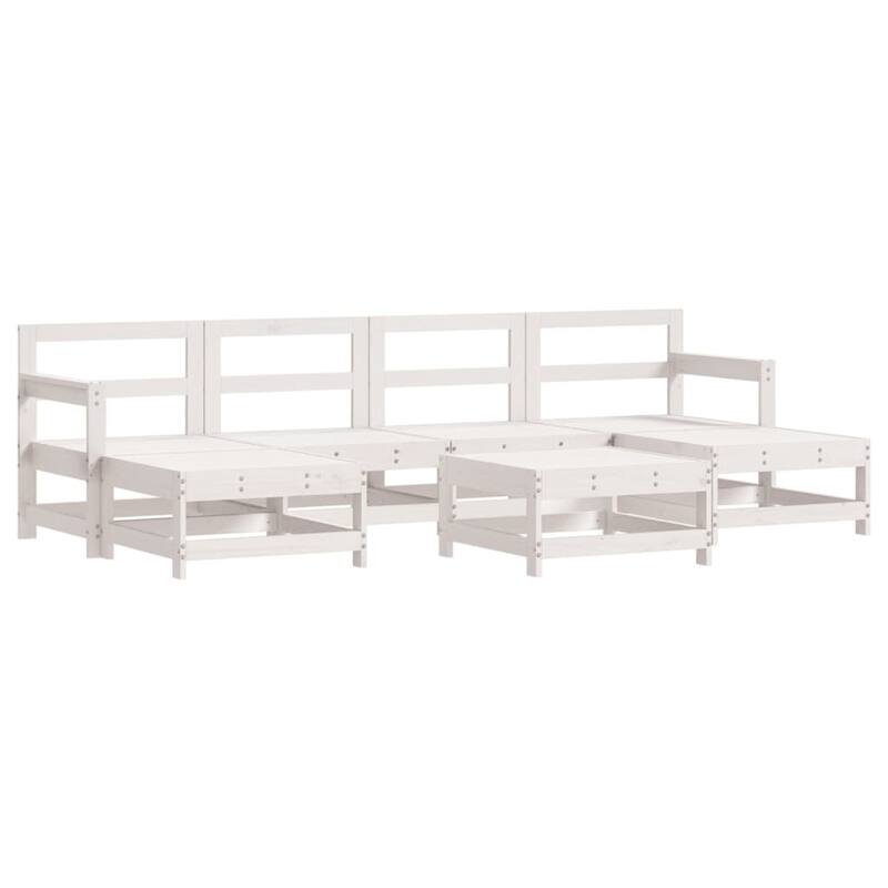vidaXL Garden Lounge Set White Solid pine wood, Plywood Large Modular - 24.4 x 26.0 x 27.8 in