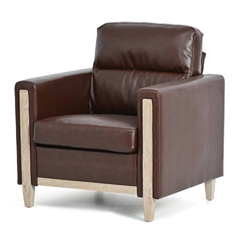 1-Seater Sofa with High-Resilience Sponge, Solid Wood Frame for Small Spaces