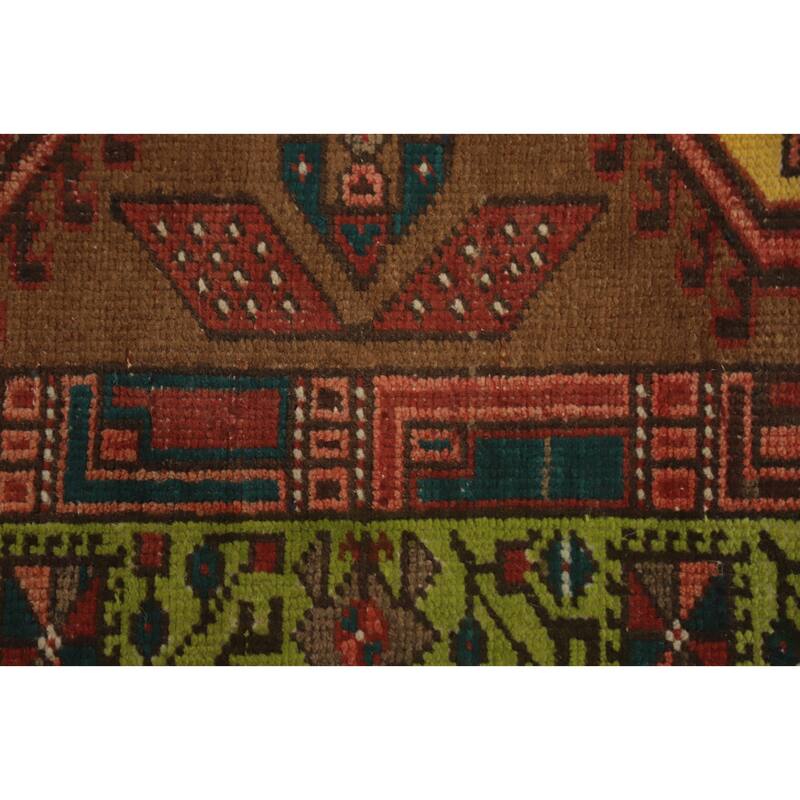 Hand Knotted Oriental 100% Wool Carpet Traditional Tribal Brown Ardebil Runner Rug - 10' 7'' X 2' 10''