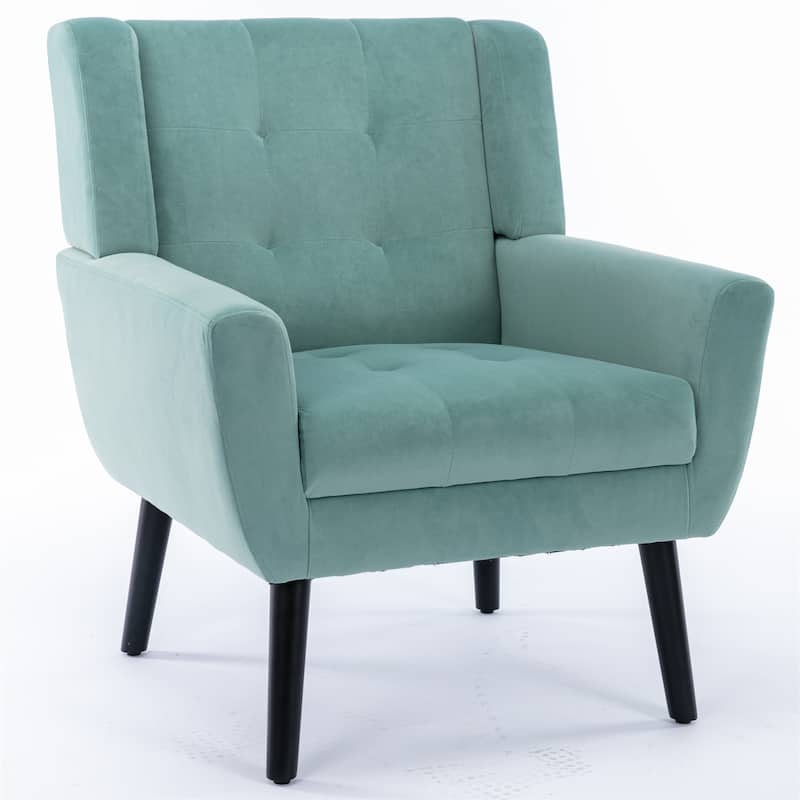 Mint Green Stylish Upholstered Seating Armchair with Tapered Metal Legs, Single Sofa Chair Accent Chair with Flared Armrests