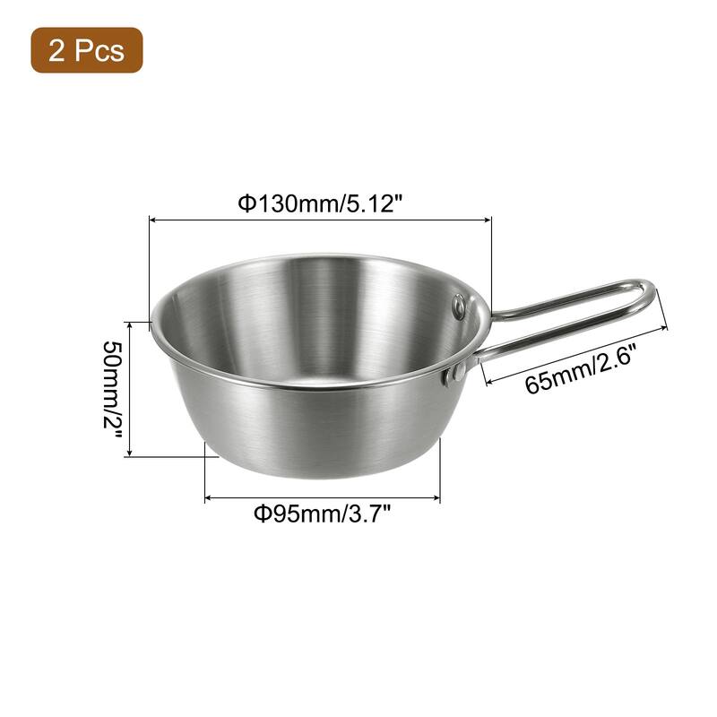 2 Pcs Korean Traditional Wine Bowls, Stainless Steel Rice Wine Cup - Silver - 5.12 Inch