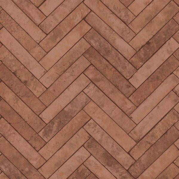 slide 2 of 12, Galerie Wallcoverings Bricks and More Collection Herringbone Brick Matte Finish Vinyl on Non-woven Wallpaper Roll 33-feet long x 21-inches wide - Red