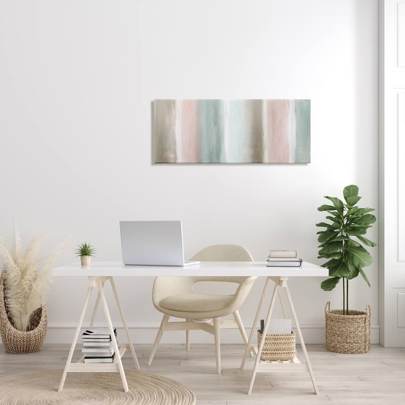 Stupell Blurred Striped Shape Abstraction Soft Pastel Pink Green Canvas Wall Art - Multi-Color