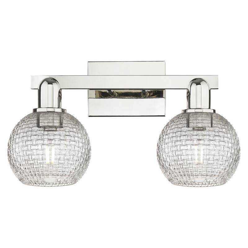 Innovations Lighting Endless Possibilities Arcadia - Athens - 2 Light 17" Basketweave Bath Vanity Light - Polished Nickel