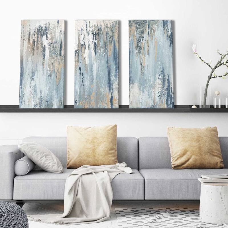 "Blue Illusion I" 3 Piece Set on Canvas