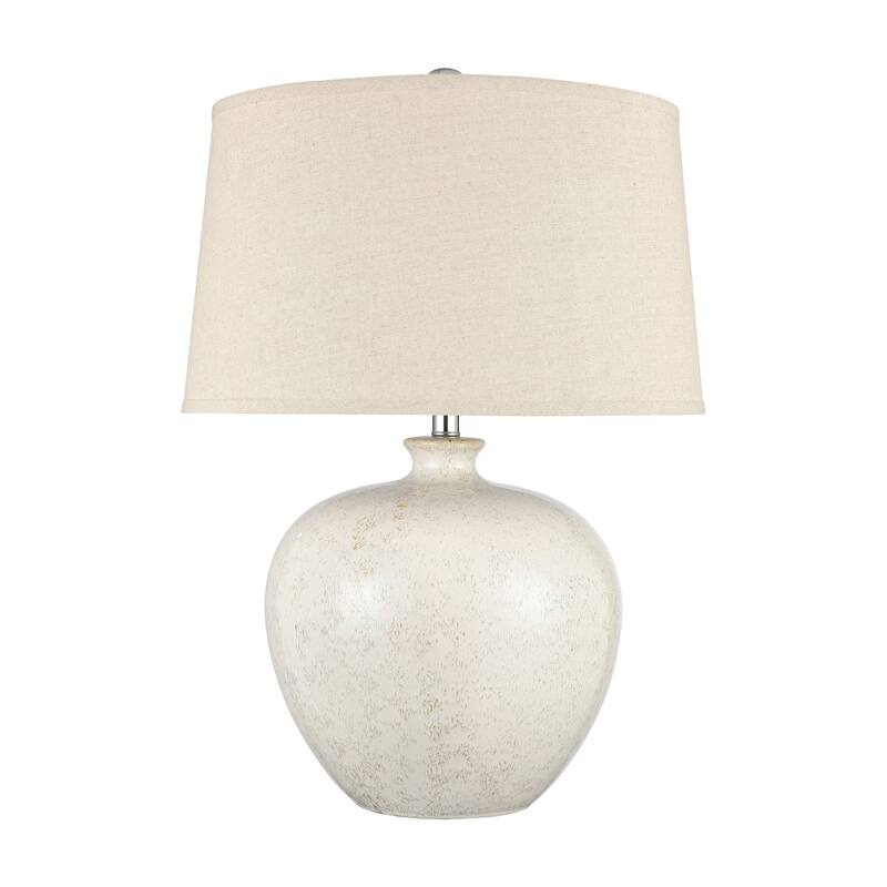 Elk Home Zoe White With Oatmeal Linen Shade 1 Light Table Lamp