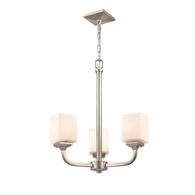 Millennium Lighting Eddison 3 Light Chandelier in Brushed Nickel with Frosted Glass Shades