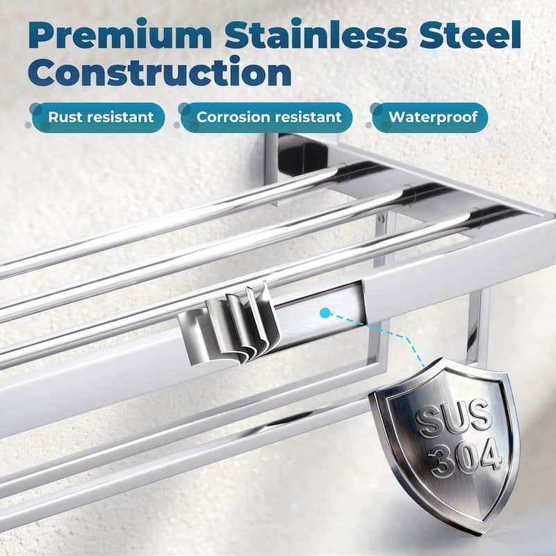 WOWOW 2-Tier Stainless Steel Bath Towel Rack