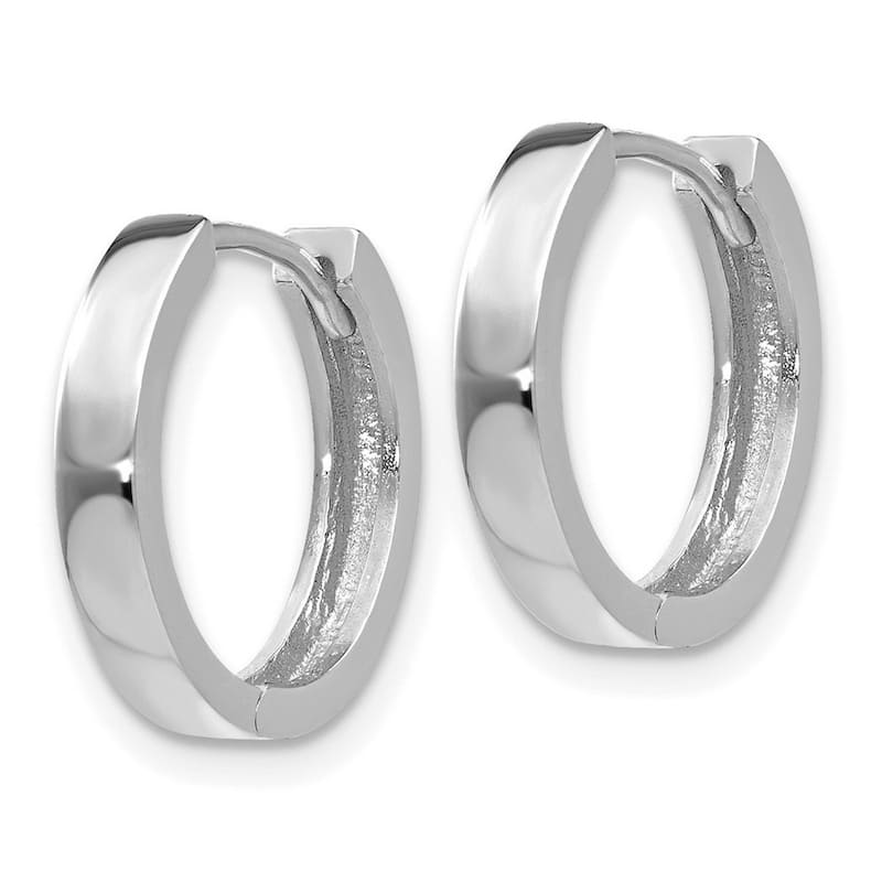 Curata 14k White Gold 11x3mm Solid Polished Hinged Hoop Earrings