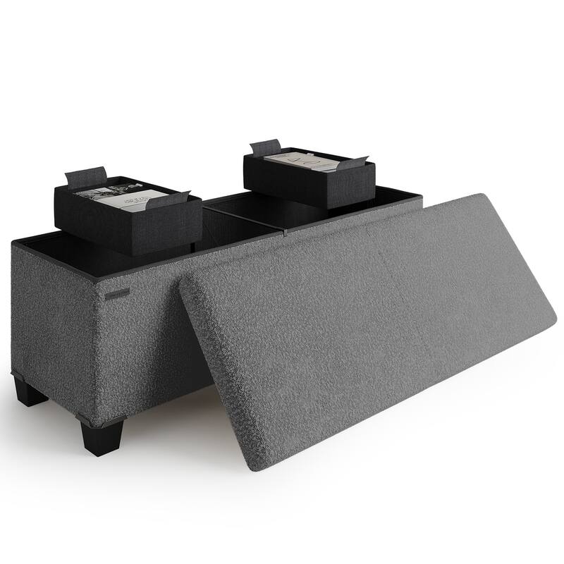 Emperyan Storage Bench for Living Room, Small Ottoman Foot Rest - Grey - Rectangle - 43"