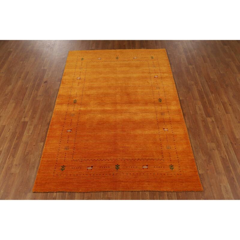 Hand Knotted Oriental 100% Wool Carpet Tribal Tribal Oranges & Rust Gabbeh Area Rug - 7' 6'' X 5' 1''
