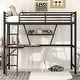 preview thumbnail 15 of 42, Metal Loft Bed with Desk and Shelf Black - Full