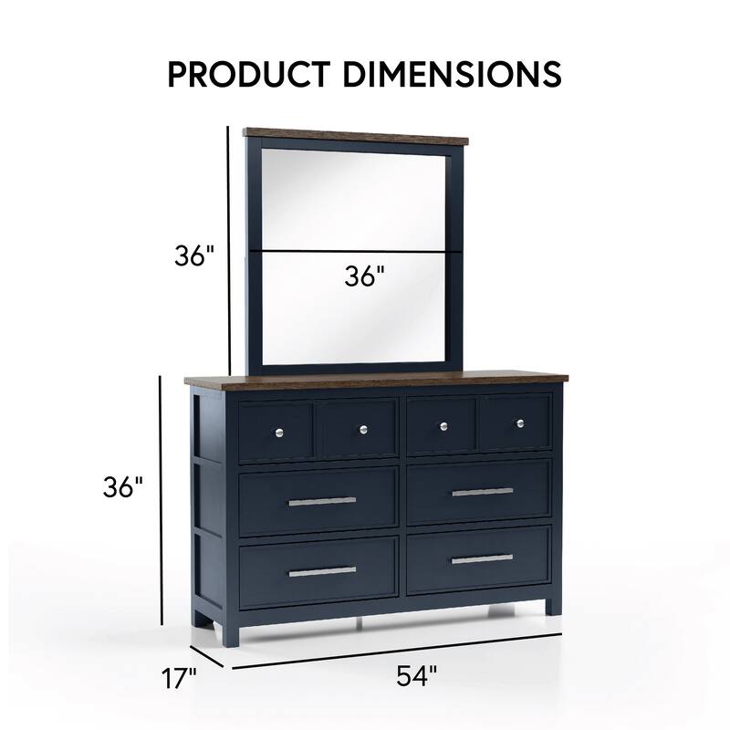 Furniture of America Althea Modern Farmhouse 2-piece Solid Wood 6-Drawer Dresser and Mirror Set