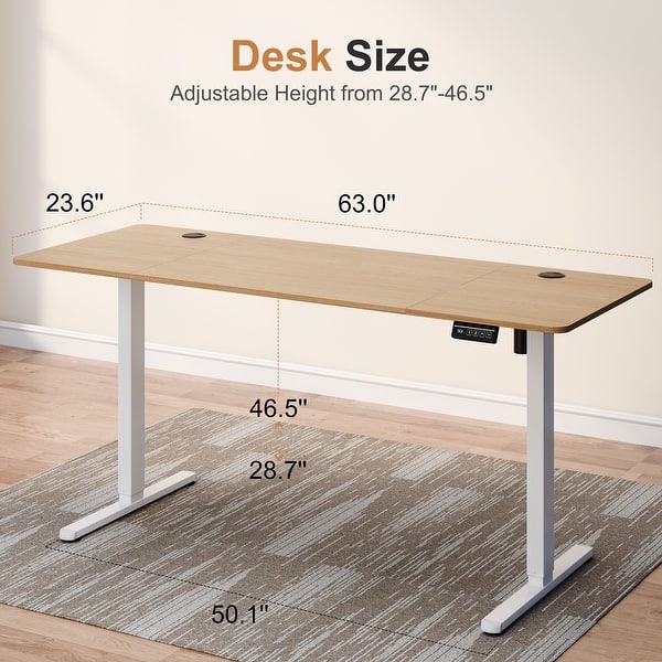 dimension image slide 12 of 16, Electric Standing Desk, Height Adjustable Desk with LED Display