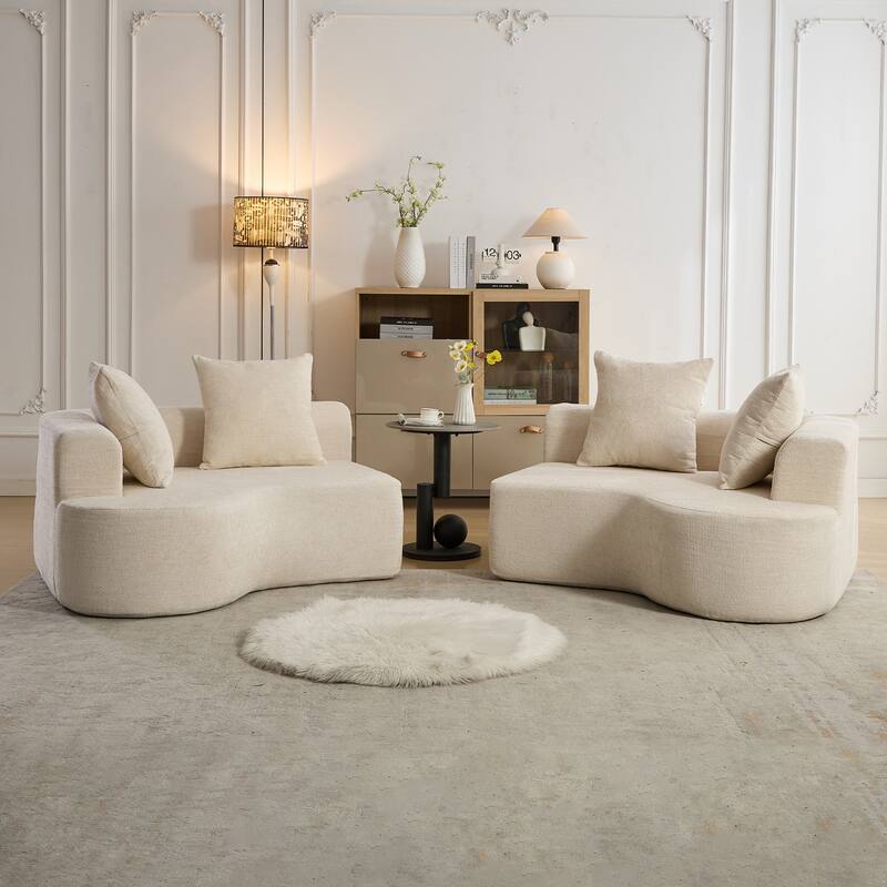 XINMICS 106.3'' Modern Modular Sectional Sofa, 4 Seater U-Shaped Compression Couch with 4 Throw Pillows, No Assembly Required