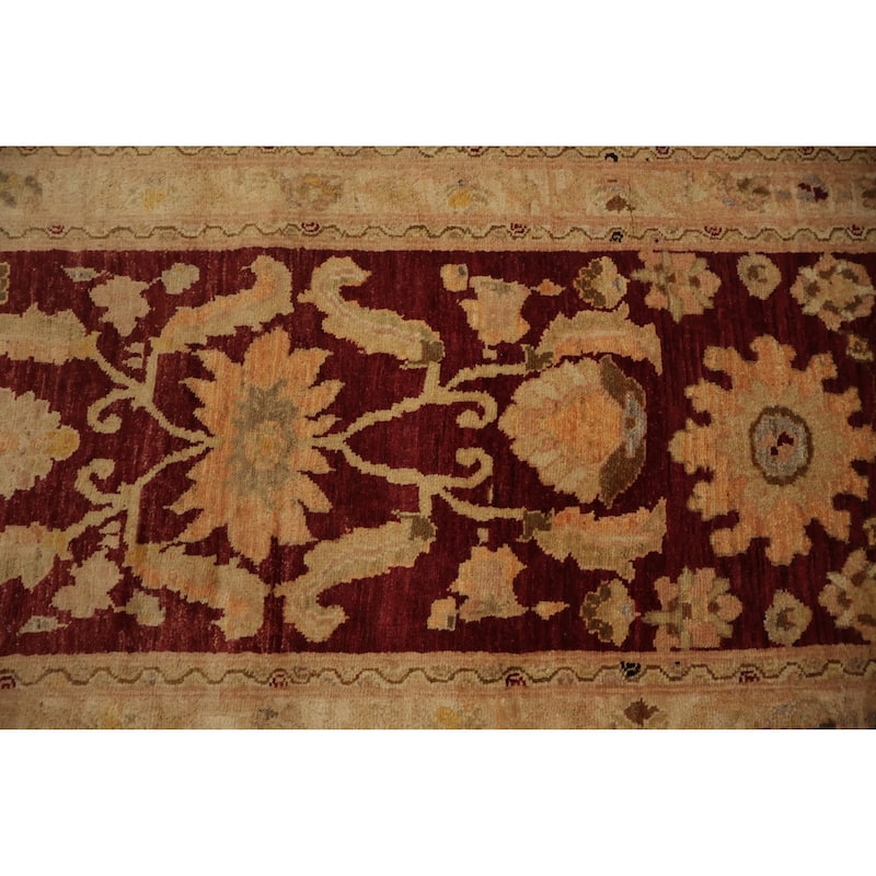 Hand Knotted Oriental 100% Wool Carpet Traditional Floral Red Peshawar Runner Rug - 8' 3'' X 2' 6''