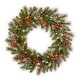 preview thumbnail 1 of 2, National Tree Company 2 ft. Frosted Pine Berry Wreath with Battery Operated Lights - 2 ft
