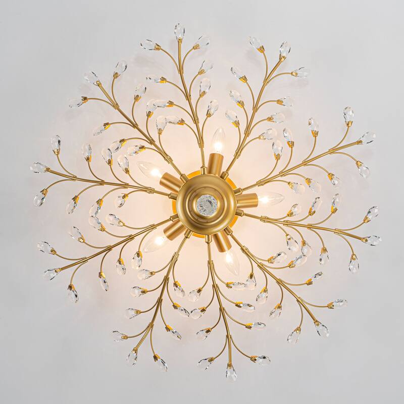Starsky 5-Light Vintage Crystal Branch Semi-Flush Mount