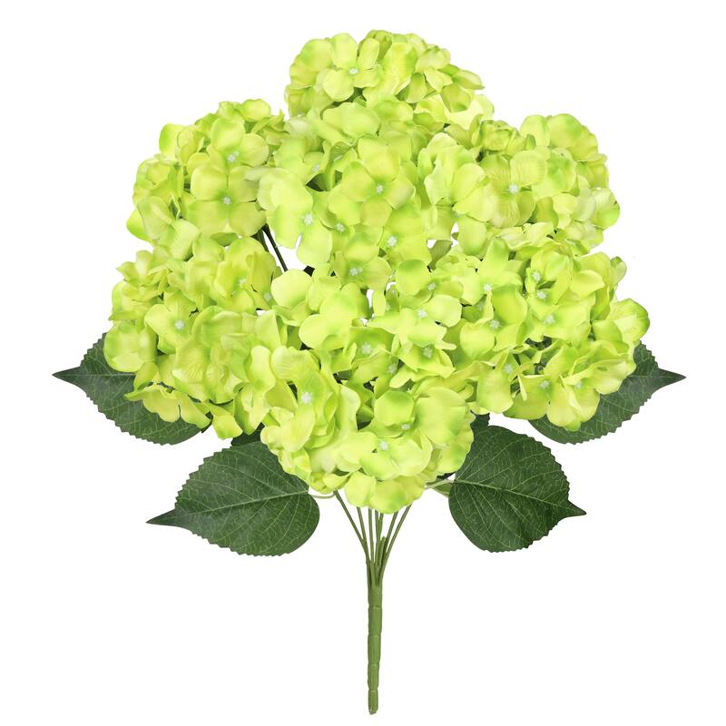 Set of 2 Deluxe Two Tone Green Artificial Hydrangea Flower Stem Bush Bouquet 20in - Two Tone Green - 20" L x 12" W x 12" DP - Two Tone Green - 20" L x 12" W x 12" DP
