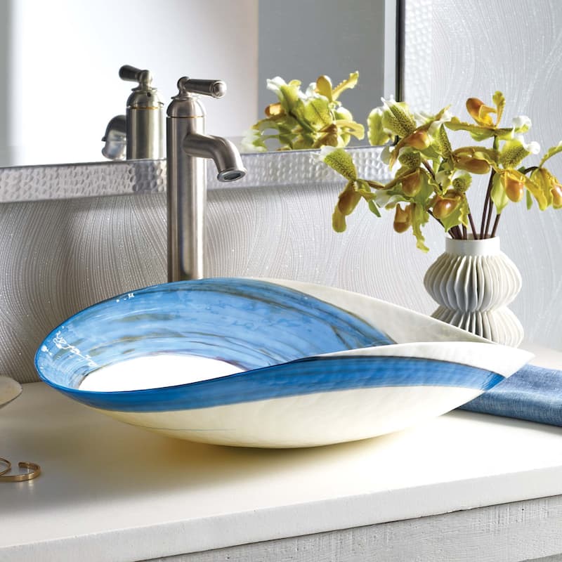 Sorrento Handmade Murano Glass Bathroom Sink - 20x17x5.25 - Marina