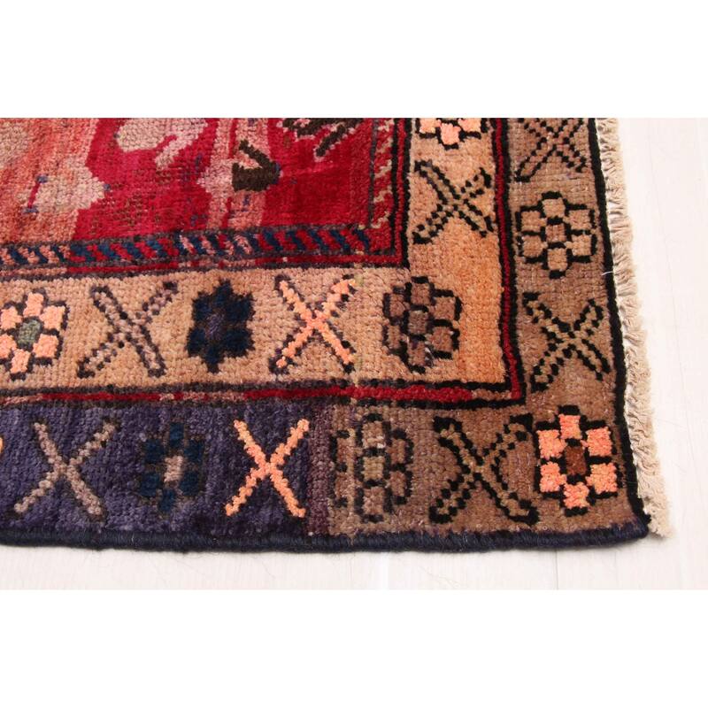 ECARPETGALLERY Hand-knotted Melis Vintage Burgundy Wool Rug - 6'7 x 10'4