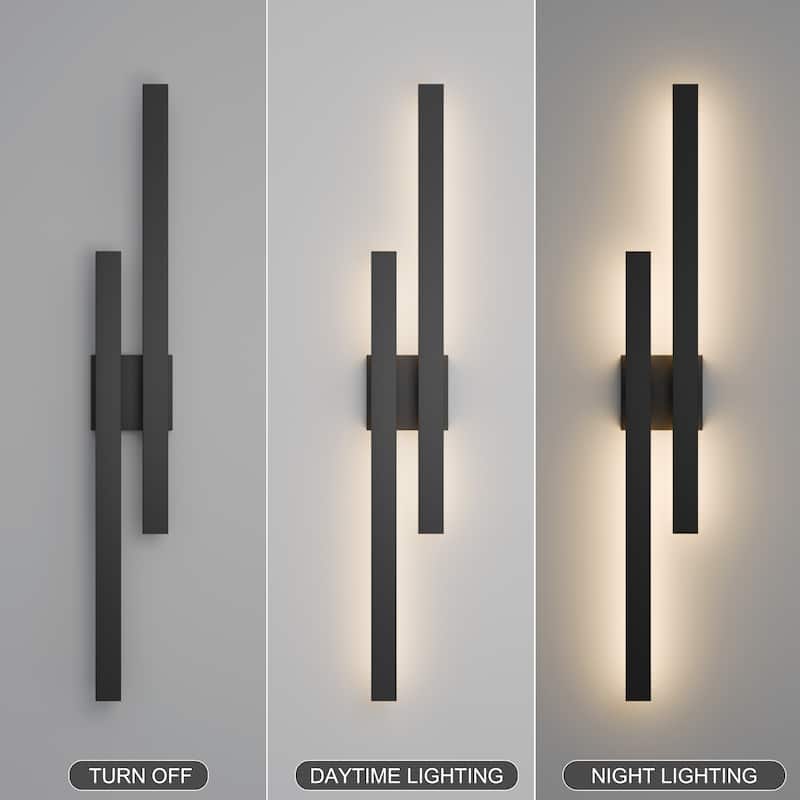 LamQee Modern Black Outdoor Wall Light Linear H-Shape LED Wall Sconce