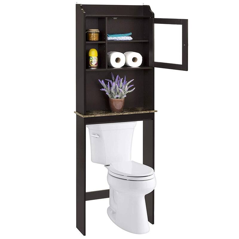 Over The Toilet Space Saver Organization Wood Storage Cabinet for Home - Black - Painted