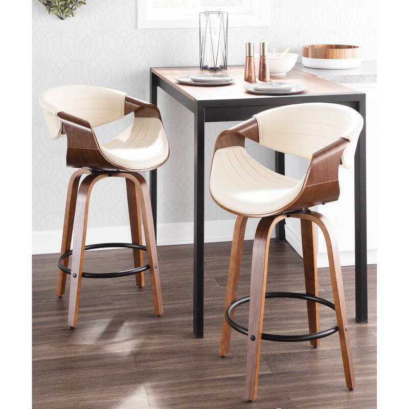 Carson Carrington Kanteborg 26" Fixed-Height Counter Stool with Bent Wood Legs & Round Footrest (Set of 2)
