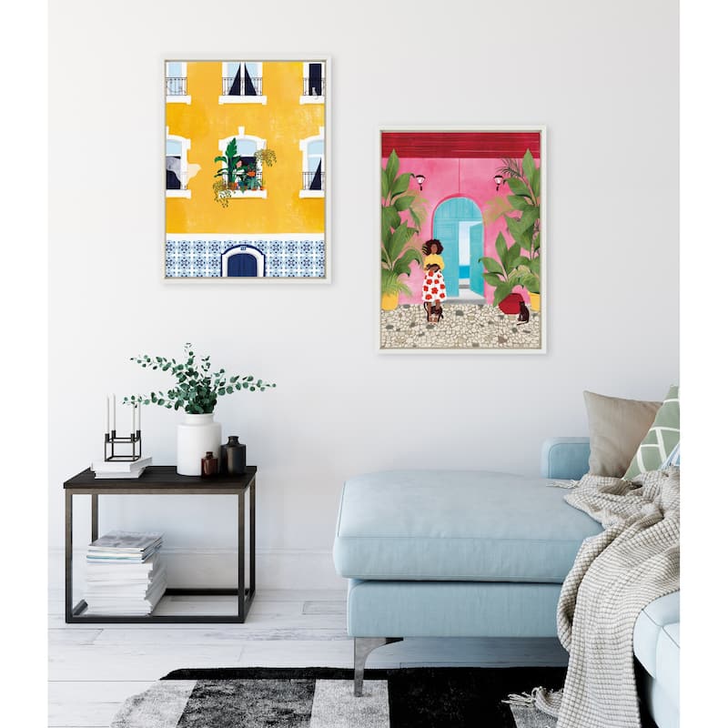 Kate and Laurel Sylvie Lisbon Framed Canvas Art Set by Maja Tomljanovic