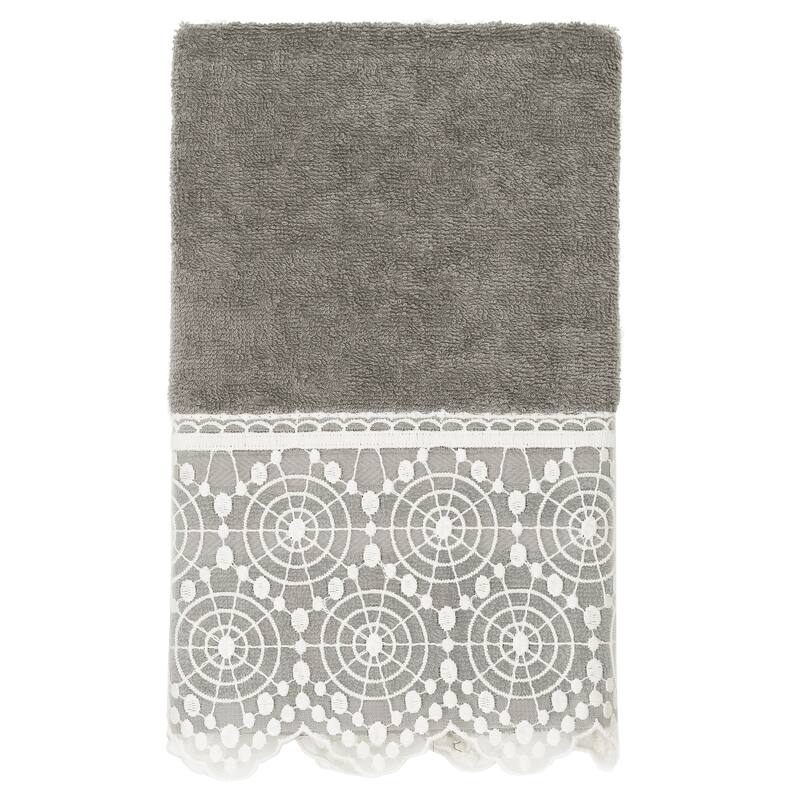 Authentic Hotel and Spa 100% Turkish Cotton Arian 3PC Cream Lace Embellished Towel Set