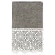 Authentic Hotel and Spa 100% Turkish Cotton Arian Cream Lace Embellished Hand Towel - Dark Gray