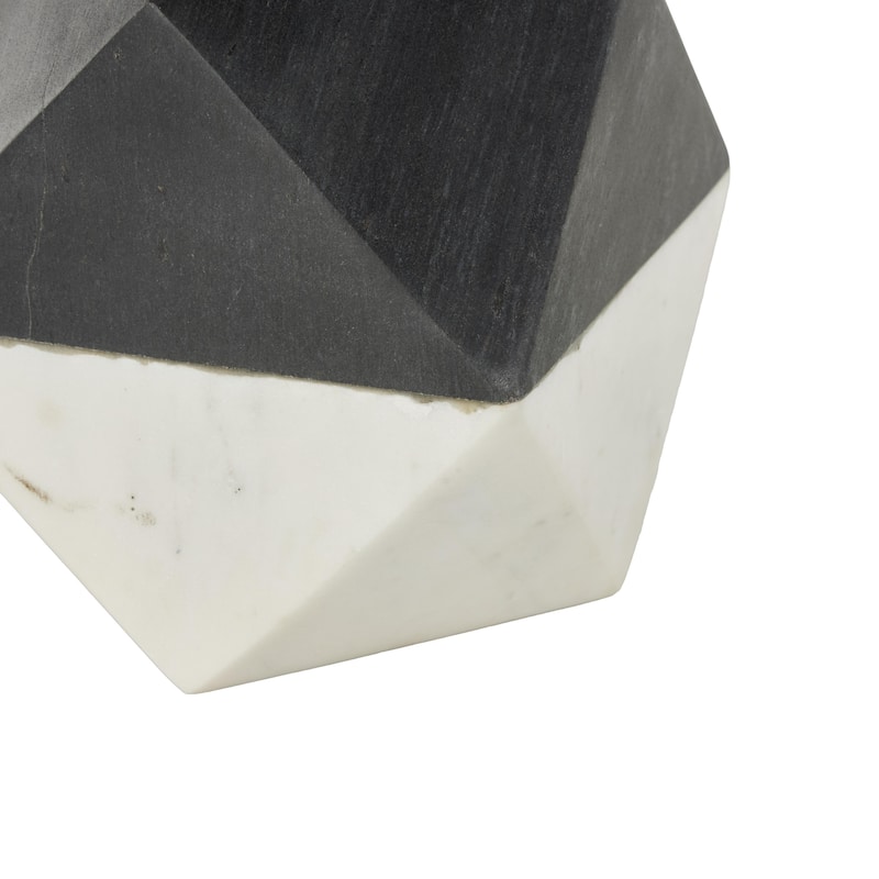 Marble Geometric Cube Two-Toned Hexagon Decorative Sculpture - Set of 3 White or Black - Roche River Decor