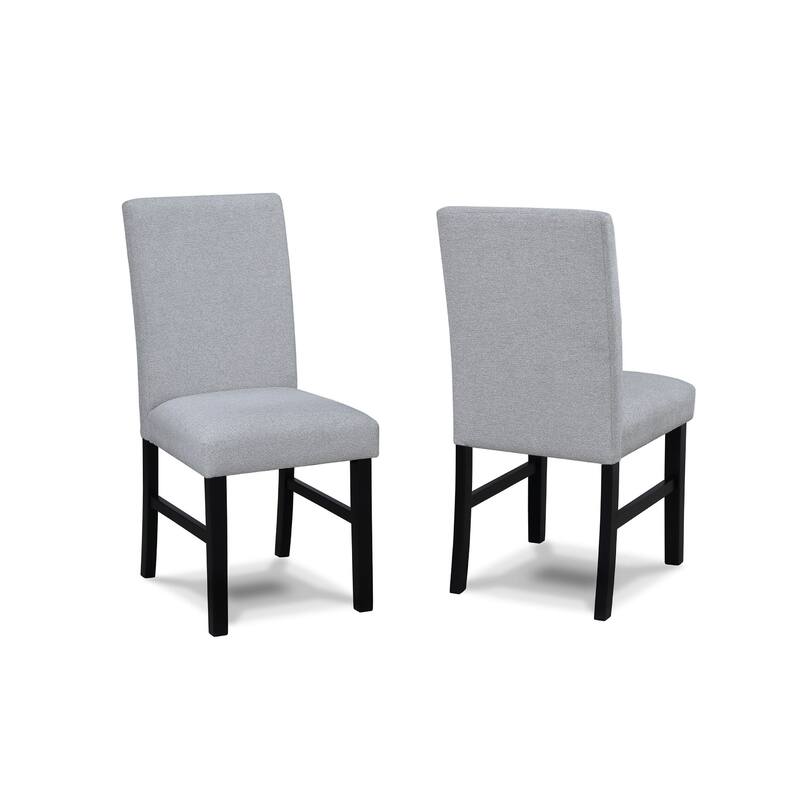 Izy Dining Chair Set of 2, Dove Gray Seat, Black Wood, Tapered Legs