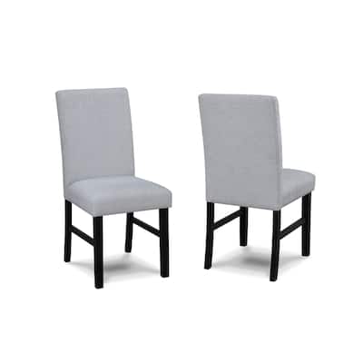 Izy Dining Chair Set of 2, Dove Gray Seat, Black Wood, Tapered Legs