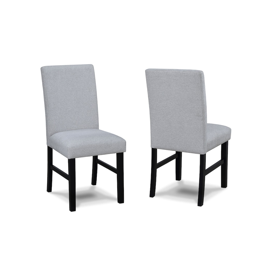 Izy Dining Chair Set of 2, Dove Gray Seat, Black Wood, Tapered Legs