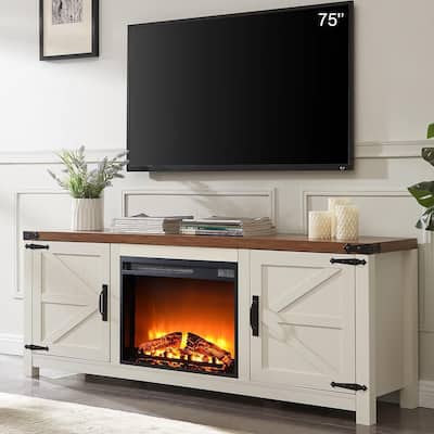 66" Farmhouse Fireplace TV Stand, Media Console, Entertainment Center