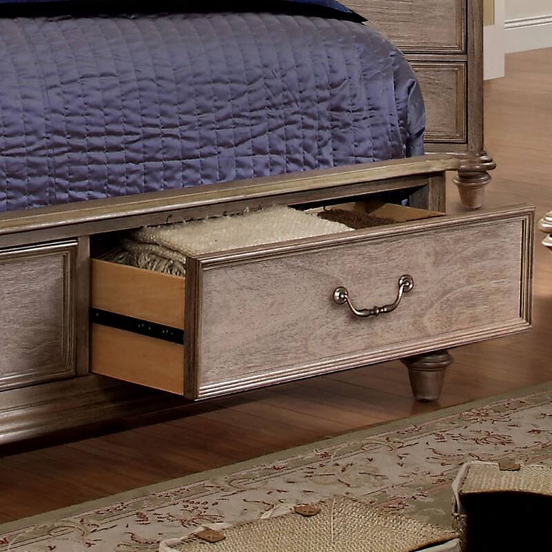 Minka IV Rustic Grey Solid Wood Nailhead 2-Drawer Platform Bed by Furniture of America