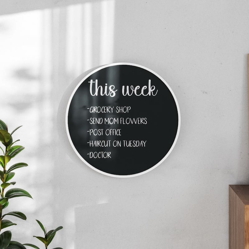 Commercial Wall Mount Wooden Frame Magnetic Chalkboard - White Washed - 24"W x 1.5"D x 24"H