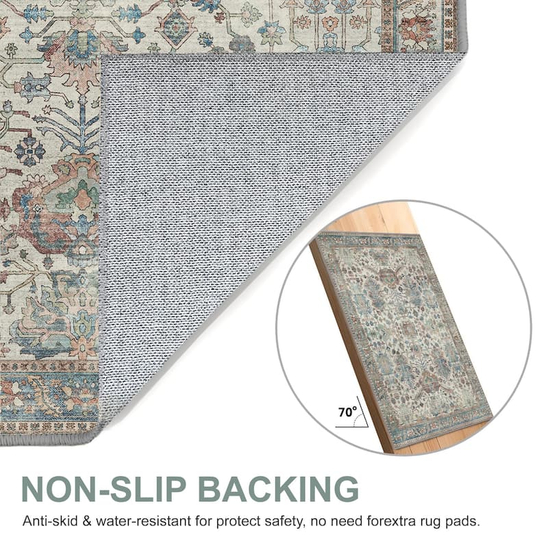 Mcow Modern Machine Washable Low Pile Lightweight Soft Print Area Rugs - 8'X10'