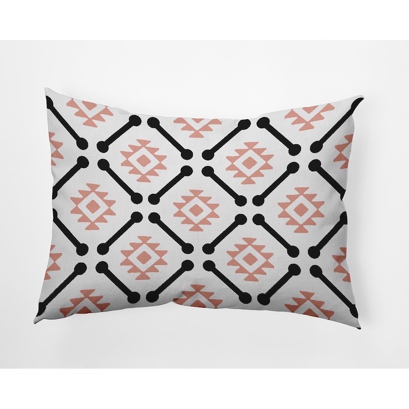 Modern Tribal Pattern Decorative Throw Pillow - 14" x 20" - Soft Coral
