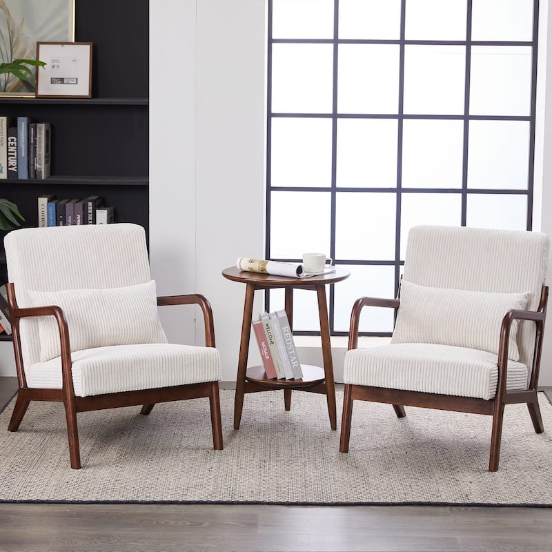 Mid-Century Modern Accent Chair, Arm Chair Living Room Chairs with Pillow Upholstered Reading Chair