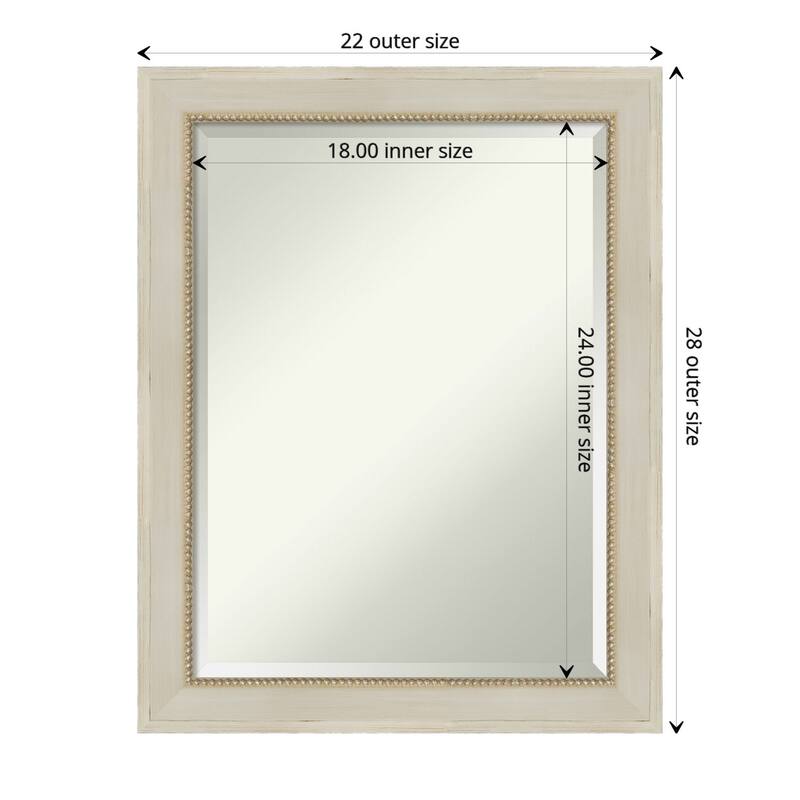 Beveled Wood Bathroom Wall Mirror - Parthenon Cream Frame - Parthenon Cream - Outer Size: 22 x 28 in