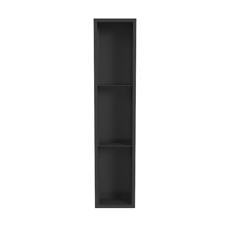 8-in x 36-in Ultra-thin Frame Recessed 3-Section Stainless Steel Shower Niche Matte Black