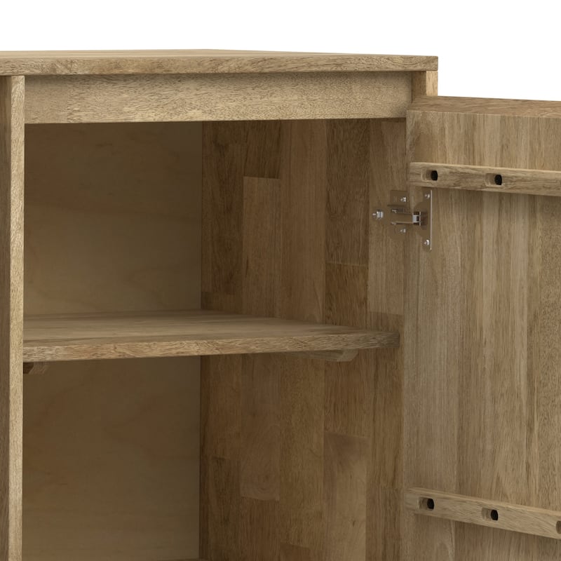 WYNDENHALL Moreno SOLID MANGO WOOD & Metal 39 inchWide Modern Medium Storage Cabinet in Natural - 17"d x 39"w x 42"h