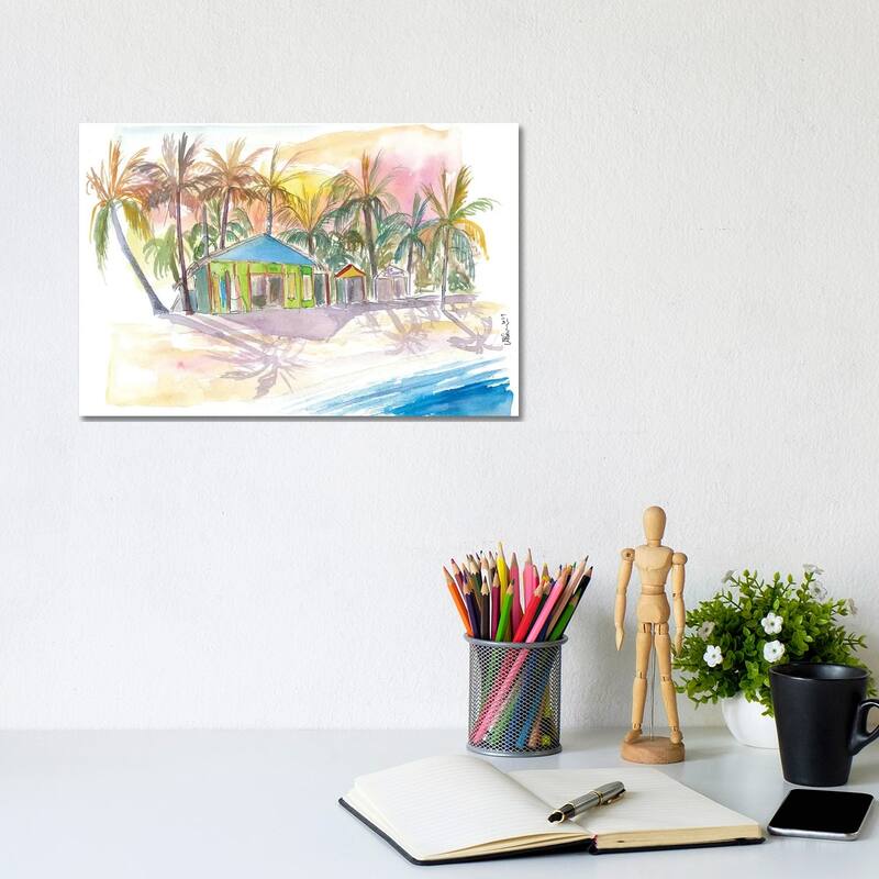 iCanvas "Dominican Republic Beach In Punta Cana With Shops" by Markus & Martina Bleichner Canvas Print - 8x12x0.75