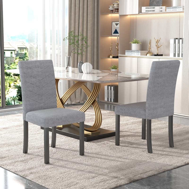 VECELO 5-piece Dining Set, Round Dining Table Set with Upholstered Parsons Dining Chairs for Small Space