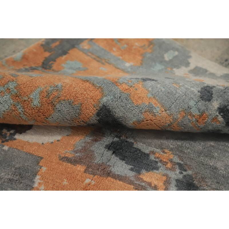 Hand Knotted Oriental Viscose Silk Carpet Modern Animal Pictorial Multi-Colored Abstract Area Rug - 7' 10'' X 4' 11''