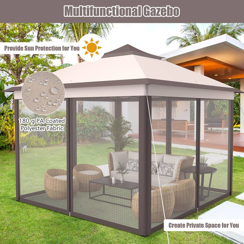 Costway 11'x11' 2-Tier Pop-Up Gazebo Tent Portable Canopy Shelter - See Details