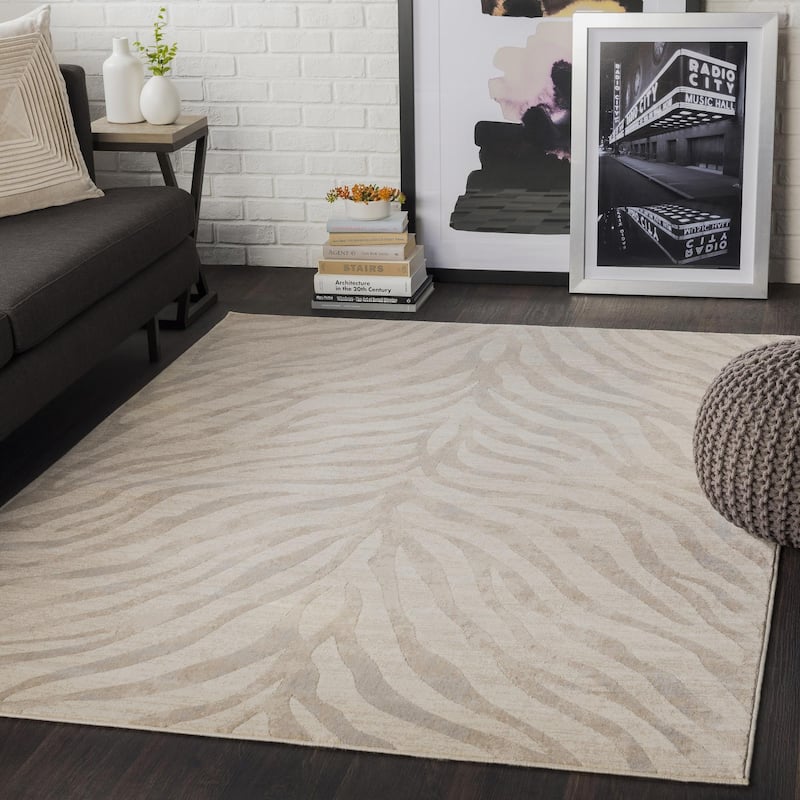 Livabliss City Minimalist Animal Area Rug - Tan/Beige - 2' 7" x 7' 3"