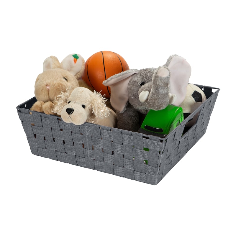 Simplify Medium Woven Storage Shelf Bin in Grey - 13"x15"x5"
